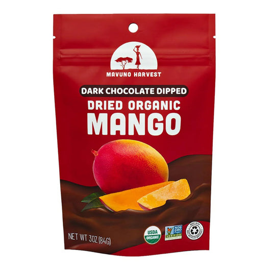 Organic Dark Chocolate Dipped Dried Mango by Mavuno Harvest - 6 oz