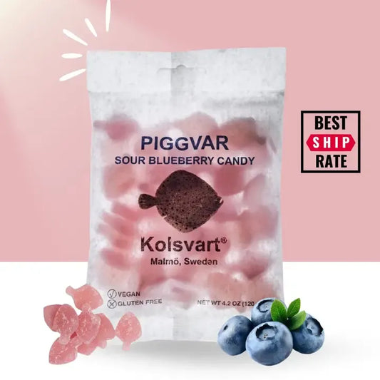Piggvar Sour Blueberry Candy Fish by Koslvart - 4.25 oz